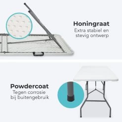 LifeGoods Klaptafel - Inklapbaar - 70x180cm - Verstelbare Vouwtafel - Weerbestendig - Wit -Tuinmeubel Winkel 1200x1200 464