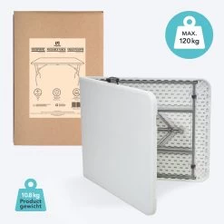 LifeGoods Klaptafel - Inklapbaar - 70x180cm - Verstelbare Vouwtafel - Weerbestendig - Wit -Tuinmeubel Winkel 1200x1200 465