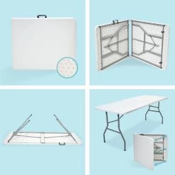LifeGoods Klaptafel - Inklapbaar - 70x180cm - Verstelbare Vouwtafel - Weerbestendig - Wit -Tuinmeubel Winkel 1200x1200 466