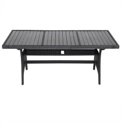 Casaria Polyrattan Tuintafel - WPC Tafelblad 190x90x74 Cm – Zwart -Tuinmeubel Winkel 1200x1200 483