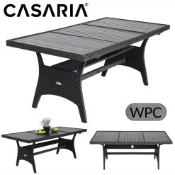 Casaria Polyrattan Tuintafel - WPC Tafelblad 190x90x74 Cm – Zwart -Tuinmeubel Winkel 1200x1200 485
