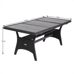 Casaria Polyrattan Tuintafel - WPC Tafelblad 190x90x74 Cm – Zwart -Tuinmeubel Winkel 1200x1200 486