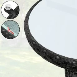 Casaria Polyrattan Bijzettafel 80cm Rond - 5mm Veiligheidsglas – Zwart -Tuinmeubel Winkel 1200x1200 514