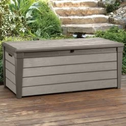 Keter Brushwood Opbergbox - Kussenbox - 455L - 145x69,7x60,3cm - Taupe -Tuinmeubel Winkel 1200x1200 561