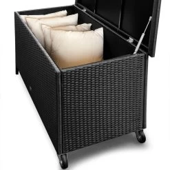 Casaria Wicker Opbergbox - Waterdicht 121,5cm Met Wielen - Grijs -Tuinmeubel Winkel 1200x1200 569