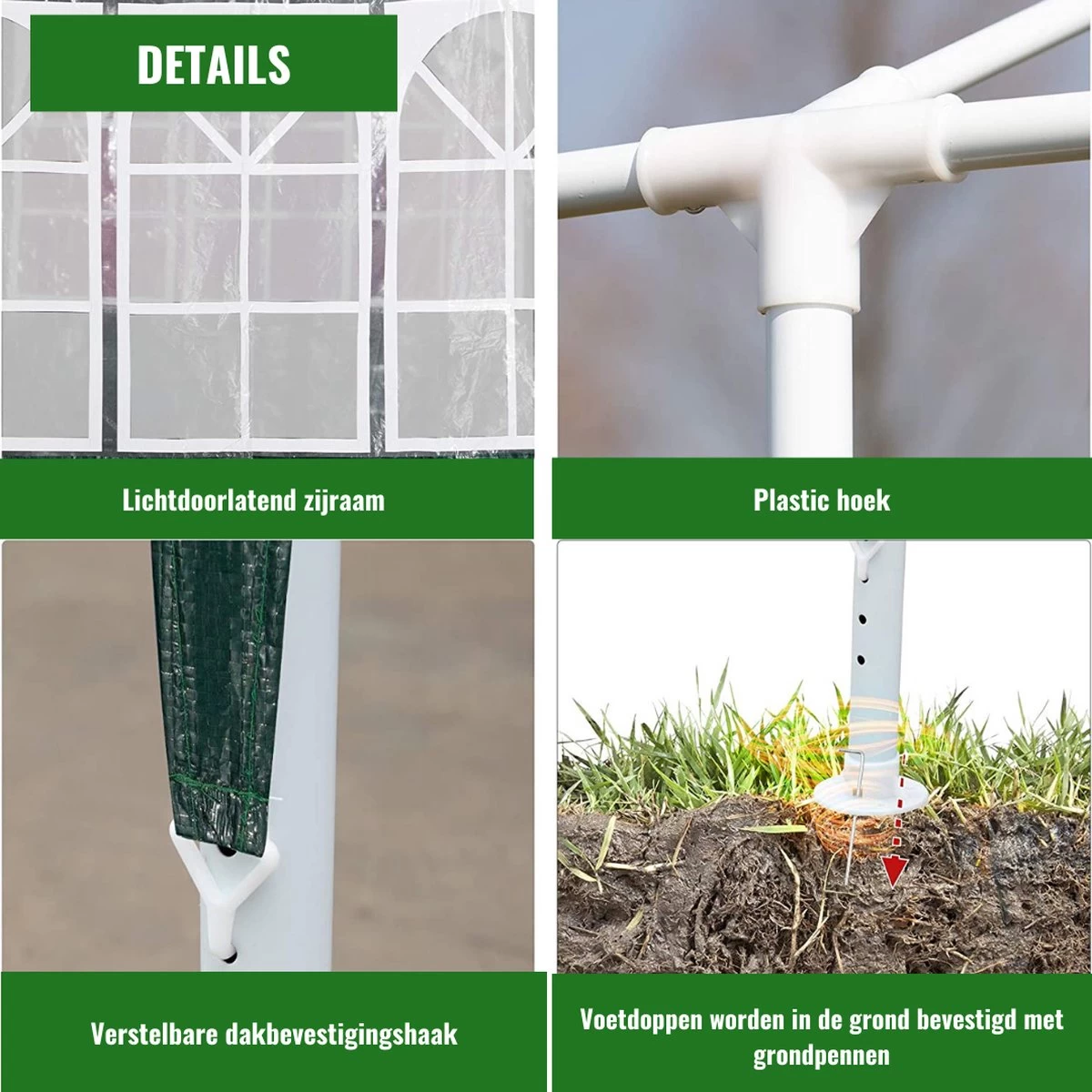 Merkloos Partytent - Paviljoen Opvouwbaar - Easy Up Tuintent Met Zijpanelen - Groen/ 6m X 3m/ 120g/m² 5 Merkloos Partytent - Paviljoen Opvouwbaar - Easy Up Tuintent Met Zijpanelen - Groen/ 6m X 3m/ 120g/m² - Afbeelding 5