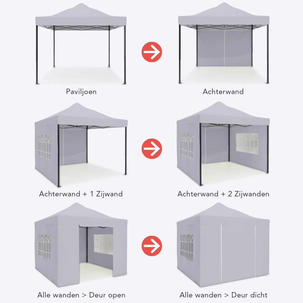 LifeGoods Partytent - 3x3 M - Zijwanden - Easy Up - Opvouwbaar - Waterdicht - Draagtas Met Wieltjes - Donkergrijs 2 LifeGoods Partytent - 3x3 M - Zijwanden - Easy Up - Opvouwbaar - Waterdicht - Draagtas Met Wieltjes - Donkergrijs - Afbeelding 2