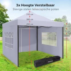 LifeGoods Partytent - 3x3 M - Zijwanden - Easy Up - Opvouwbaar - Waterdicht - Draagtas Met Wieltjes - Donkergrijs 23 LifeGoods Partytent - 3x3 M - Zijwanden - Easy Up - Opvouwbaar - Waterdicht - Draagtas Met Wieltjes - Donkergrijs -Tuinmeubel Winkel 1200x1200 596