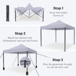 LifeGoods Partytent - 3x3 M - Easy Up - Opvouwbaar - Waterdicht - Draagtas Met Wieltjes - Donkergrijs -Tuinmeubel Winkel 1200x1200 607