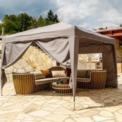 Easy Up Partytent - Partytent - Paviljoen - Partytent Opvouwbaar - Partytent 3x3 - Partytent Met Zijwanden - Inclusief Trolley - Waterdicht - UV 50+ Bescherming - Met Ramen - 16 Kg - Staal - Antraciet - 300 X 300 Cm -Tuinmeubel Winkel 1200x1200 613