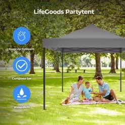 LifeGoods Partytent - 3x4.5 M - Zijwanden - Easy Up - Opvouwbaar - Waterdicht - Draagtas Met Wieltjes - Donkergrijs 14 LifeGoods Partytent - 3x4.5 M - Zijwanden - Easy Up - Opvouwbaar - Waterdicht - Draagtas Met Wieltjes - Donkergrijs -Tuinmeubel Winkel 1200x1200 621