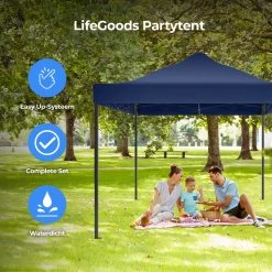 LifeGoods Partytent - 3x4.5 M - Easy Up - Opvouwbaar - Waterdicht - Draagtas Met Wieltjes - Donkerblauw -Tuinmeubel Winkel 1200x1200 630