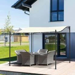 Outsunny Pergola Partytent Paviljoen Overkapping Tent Metaal Crème 297x297 Cm 84C-038 -Tuinmeubel Winkel 1200x1200 652