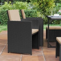 Tuinmeubelset - Tuinset 4 6 8 Persoons - Eettafel En Stoelen - Set Van 9 - Terras - Tuintafel - Salontafel Met Glazen Oppervlak - Zwart Beige -Tuinmeubel Winkel 1200x1200 676