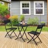 Merkloos 3-delige Bistroset Poly Rattan - Inklapbaar - Balkon Tuinmeubelset - Zwart