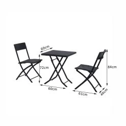 Merkloos 3-delige Bistroset Poly Rattan - Inklapbaar - Balkon Tuinmeubelset - Zwart -Tuinmeubel Winkel 1200x1200 685