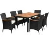 Deuba Polyrattan Tuinset Verona - 6 Stoelen + 1 Tafel Zwart