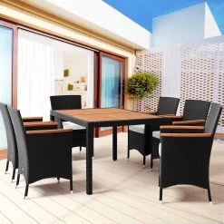 Deuba Polyrattan Tuinset Verona - 6 Stoelen + 1 Tafel Zwart -Tuinmeubel Winkel 1200x1200 689