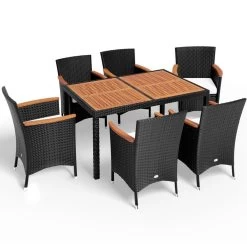 Deuba Polyrattan Tuinset Verona - 6 Stoelen + 1 Tafel Zwart -Tuinmeubel Winkel 1200x1200 693