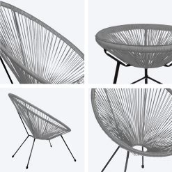 LifeGoods Acapulco Bistroset - 3-Delig - Tuinset Met Bijzettafel - Grijs -Tuinmeubel Winkel 1200x1200 737