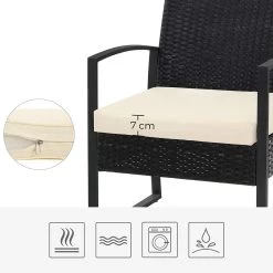 Songmics Tuinmeubelset, 3-delige Set, Van Polyrotan, Voor Outdoor, Terras, Balkon, Tuin, Eenvoudige Montage, Bijzettafel En 2 Stoelen, Zwart-beige -Tuinmeubel Winkel 1200x1200 747