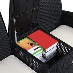 Casaria Tuinbank Polyrattan – 2 Zitter Incl. Tafel & Kussens – Zwart -Tuinmeubel Winkel 1200x1200 751