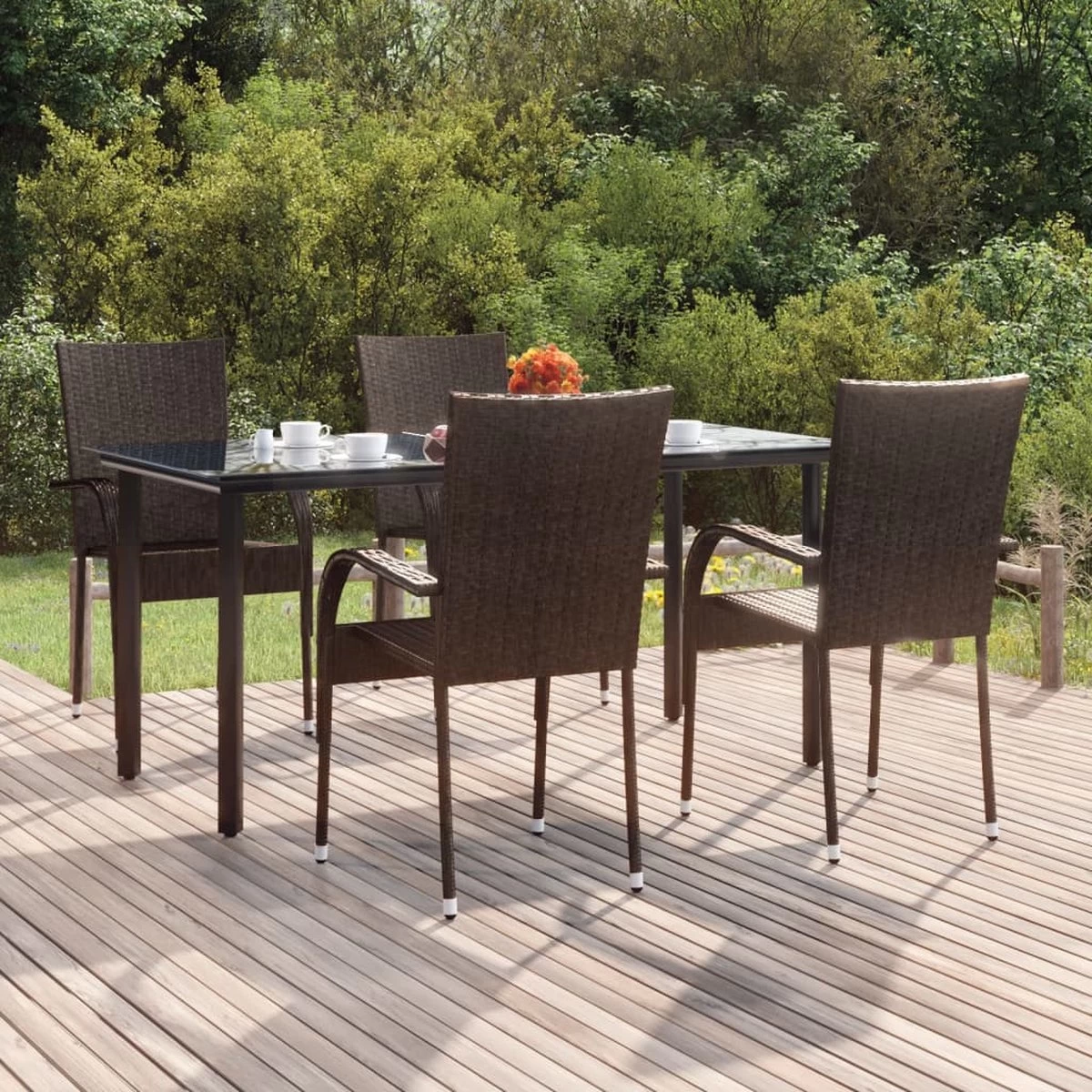 VidaXL 5-delige Tuinset Poly Rattan Bruin 1 VidaXL 5-delige Tuinset Poly Rattan Bruin