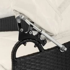 Casaria Polyrattan Zonne-Eiland Ø185cm – Incl. Kussens - Zwart Crème -Tuinmeubel Winkel 1200x1200 778