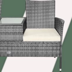 Casaria Polyrattan Tuinbank - Incl. Tafel & Kussens 7 Cm - Grijs -Tuinmeubel Winkel 1200x1200 83