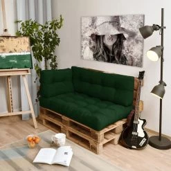 Beautissu Style – Palletkussen Set – 1x Zitkussen 120x80 Cm & 1x Rugkussen 120x40 Cm – Donker Groen -Tuinmeubel Winkel 1200x1200 919