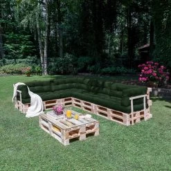 Beautissu Style – Palletkussen Set – 1x Zitkussen 120x80 Cm & 1x Rugkussen 120x40 Cm – Donker Groen -Tuinmeubel Winkel 1200x1200 920