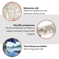 QUVIO Hangmat Voor In De Tuin - Tuinstoelen - Reishangmat Voor Camping, Outdoor En Reizen - Hamock - Katoen Ademend - Maximale Belasting Van 250KG - Lig Oppervlak Van 180 Cm - Geschikt Voor 1 Persoon - Beige -Tuinmeubel Winkel 1200x1200 969