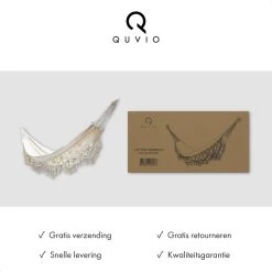 QUVIO Hangmat Voor In De Tuin - Tuinstoelen - Reishangmat Voor Camping, Outdoor En Reizen - Hamock - Katoen Ademend - Maximale Belasting Van 250KG - Lig Oppervlak Van 180 Cm - Geschikt Voor 1 Persoon - Beige -Tuinmeubel Winkel 1200x1200 972