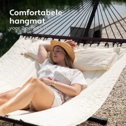 Vita5 Hangmat Met Standaard En Spreidstok – 2 Persoons – Incl. Bekerhouder - Afneembaar Kussen – Uv-bestendig – Beige -Tuinmeubel Winkel 1200x1200 996