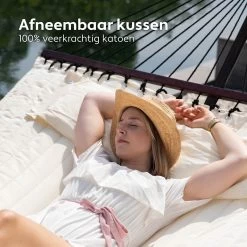 Vita5 Hangmat Met Standaard En Spreidstok – 2 Persoons – Incl. Bekerhouder - Afneembaar Kussen – Uv-bestendig – Beige -Tuinmeubel Winkel 1200x1200 997
