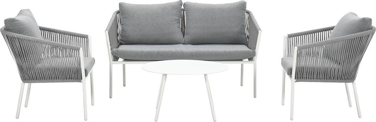 Garden Impressions Fleurie Loungeset 4-delig - Rope - Mat Wit/ Licht Grijs