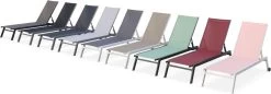 ELSA - Set Van 2 Ligstoelen Van Aluminium En Textileen, Ligbed Multipositioneel Met Wieltjes, Kleur Grijs/lichtgrijs -Tuinmeubel Winkel 1200x418
