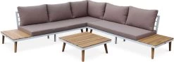 Alice's Garden Loungeset Buenos Aires - 5 Plaatsen - Aluminium En FSC Acacia - Wit/Taupe
