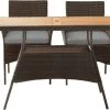 Teamson Home 5-Delig Diningset - Tuinset - Tuinmeubelen - Tafel En 4 Stoelen - Voor Maximaal 4 Personen - Massief Houten Tafelblad - Bruin - 244 X 132 X 84 (cm)