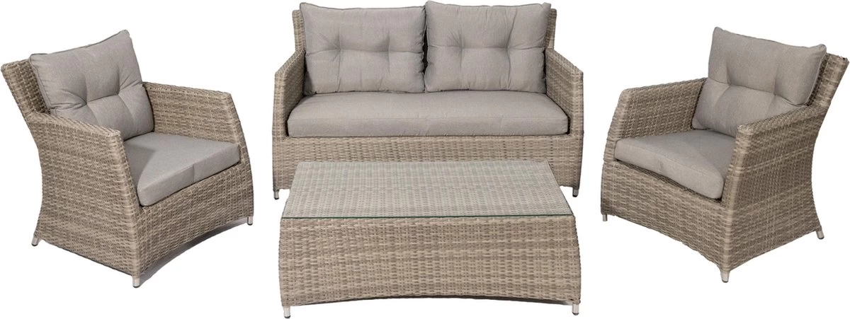 MaxxGarden Rattan Loungeset - 5 Persoons Zithoek - Wicker Tuinset - Incl. Kussens En Tafel