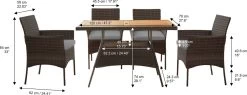 Teamson Home 5-Delig Diningset - Tuinset - Tuinmeubelen - Tafel En 4 Stoelen - Voor Maximaal 4 Personen - Massief Houten Tafelblad - Bruin - 244 X 132 X 84 (cm) -Tuinmeubel Winkel 1200x460 1