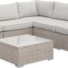 Alice's Garden Loungeset Napoli - 5 Plaatsen - Wicker - 6 Elementen - Beige/Beige