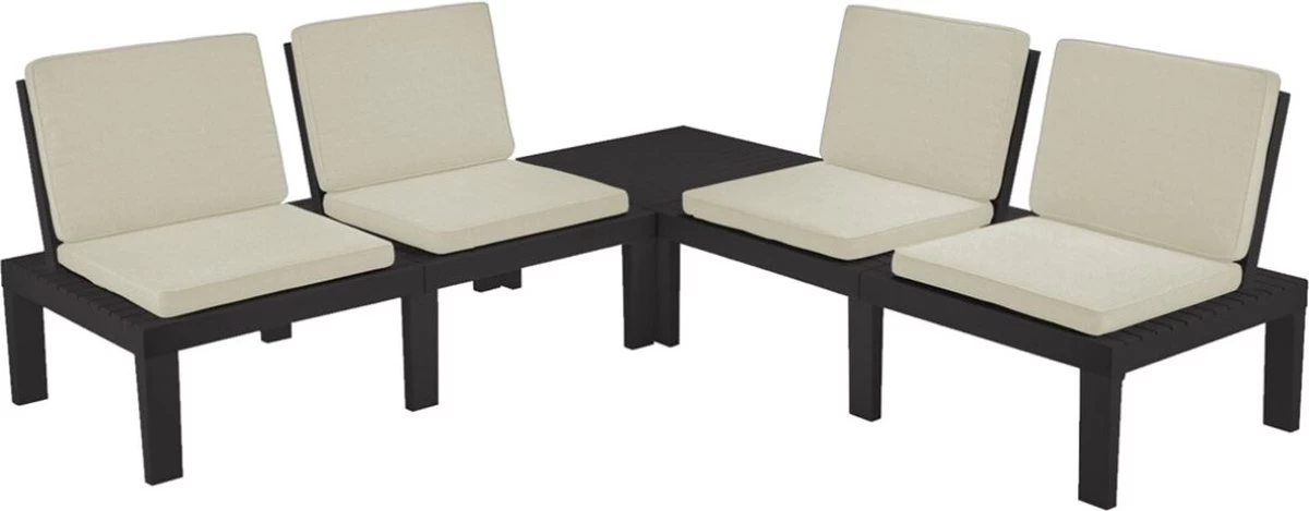 Pro Garden Tuinset Molok 5-delig Grijs Met Grijze Kussens, Voor 4 Personen. 3 Pro Garden Tuinset Molok 5-delig Grijs Met Grijze Kussens, Voor 4 Personen. - Afbeelding 3