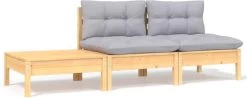 VidaXL 3-delige Loungeset Met Grijze Kussens Massief Grenenhout -Tuinmeubel Winkel 1200x477 1