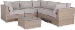 Premium Loungeset - VITTORIA - Rond Wicker– 5 Plaatsen, Naturel/beige