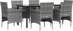 VidaXL 7-delige Tuinset Met Kussens Grijs En Zwart -Tuinmeubel Winkel 1200x520