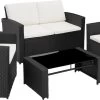 Tectake - Wicker Zitgroep Tuinset Lucca - Zwart - 404131