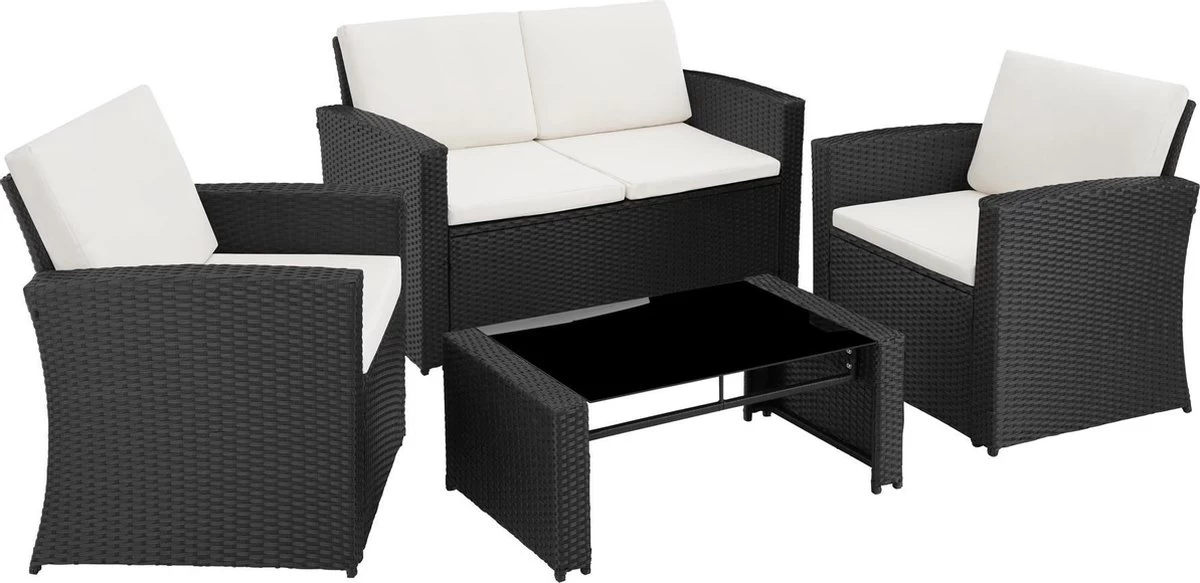 Tectake - Wicker Zitgroep Tuinset Lucca - Zwart - 404131 1 Tectake - Wicker Zitgroep Tuinset Lucca - Zwart - 404131