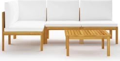 Decoways - 5-delige Loungeset Met Kussens Massief Acaciahout Crèmekleurig -Tuinmeubel Winkel 1200x614