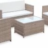 Alice's Garden Loungeset Perugia - 4 Plaatsen - Kleine Tuinset - Wicker - Naturel/beige